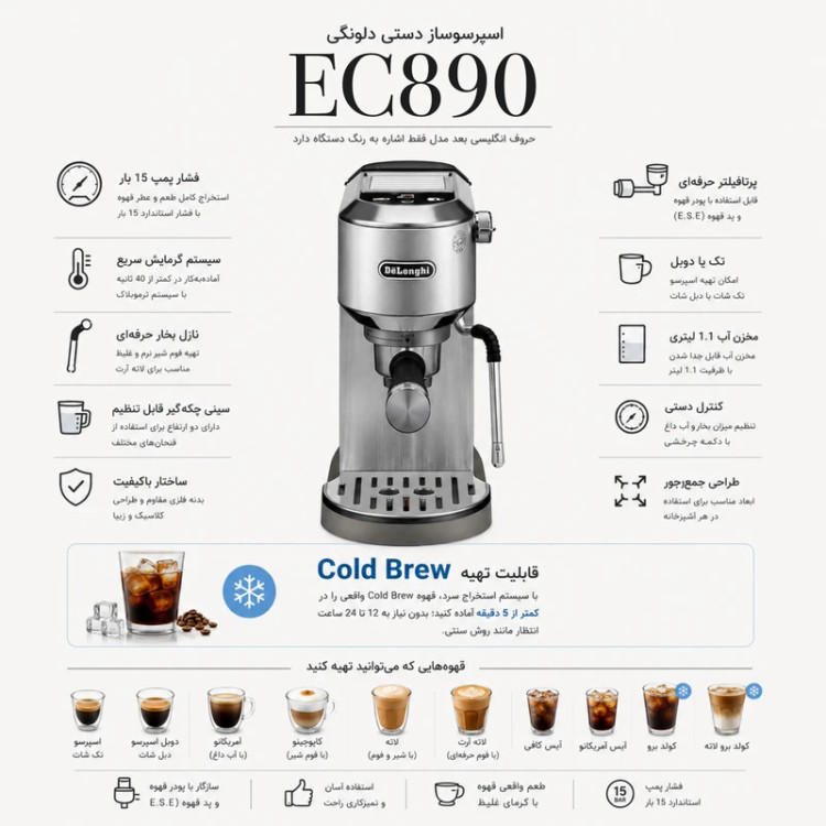 اسپرسوساز برند دلونگی مدل EC890